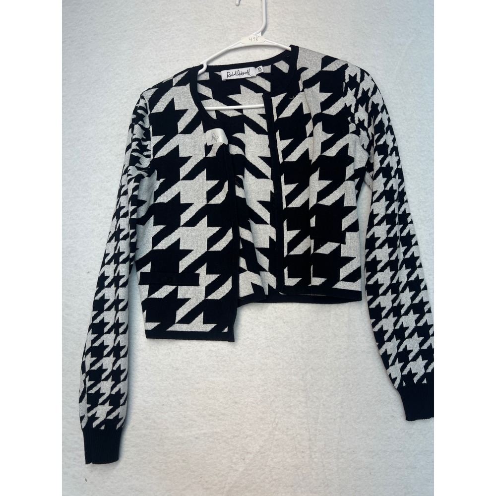 Rachel Antonoff Black White Houndstooth Cropped Cardigan Sweater Womens XS - Picture 4 of 6